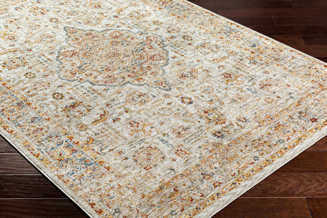 Canan Mustard And Beige Traditional Medallion Design Rug