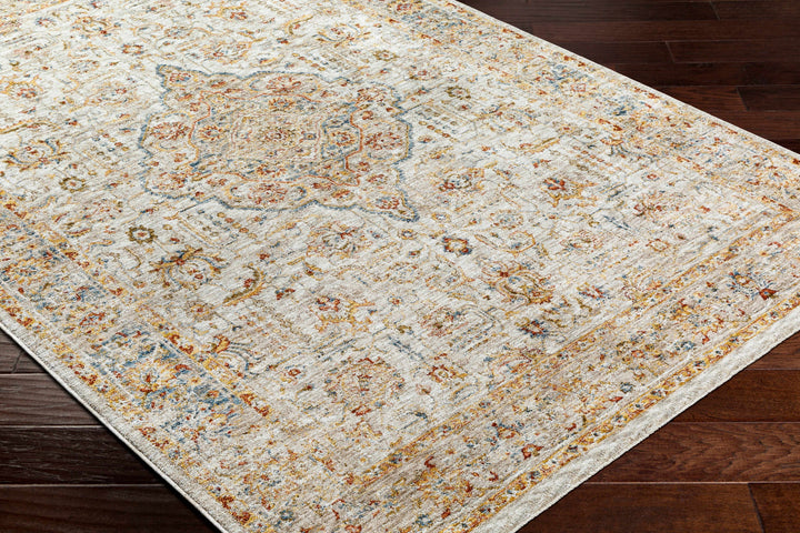 Canan Mustard And Beige Traditional Medallion Design Rug