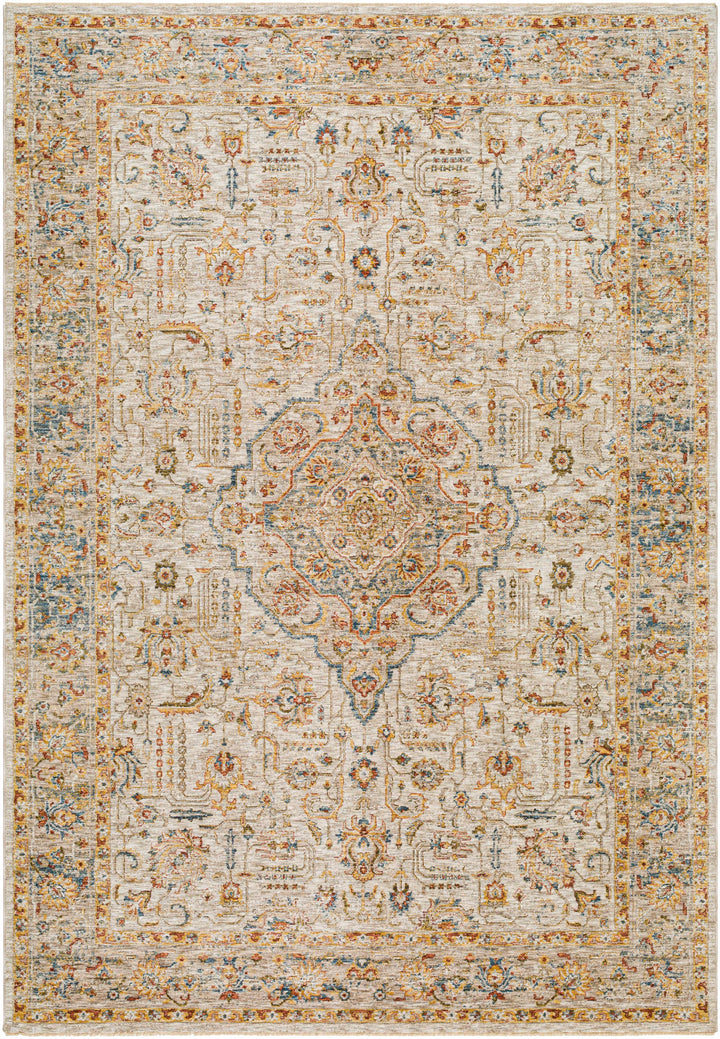 Canan Mustard And Beige Traditional Medallion Design Rug