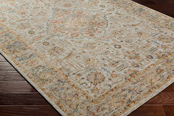 Canan Mustard And Beige Traditional Medallion Design Rug