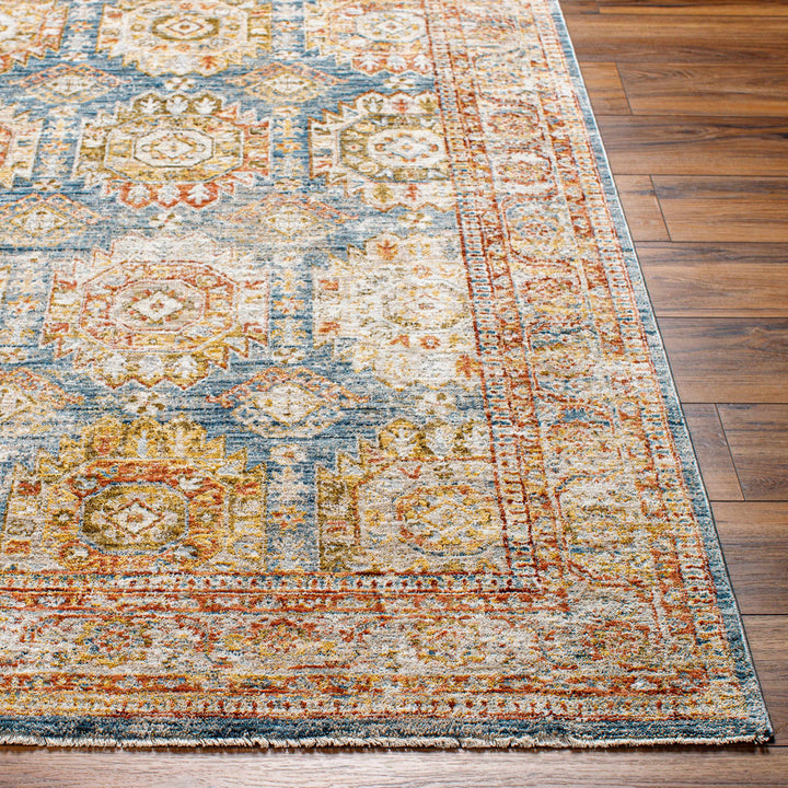 Crescentia Traditional Style Blue & Rust Area Rug