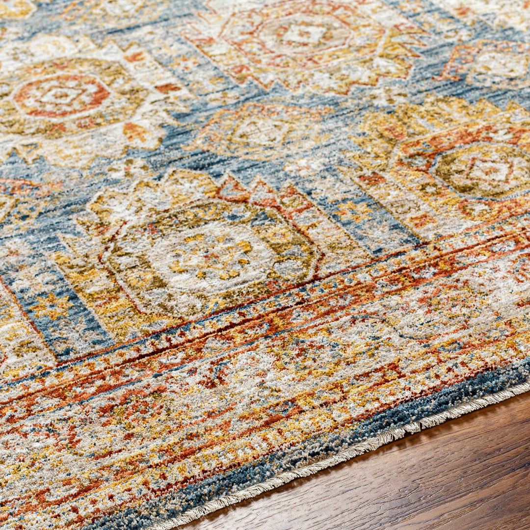 Crescentia Traditional Style Blue & Rust Area Rug