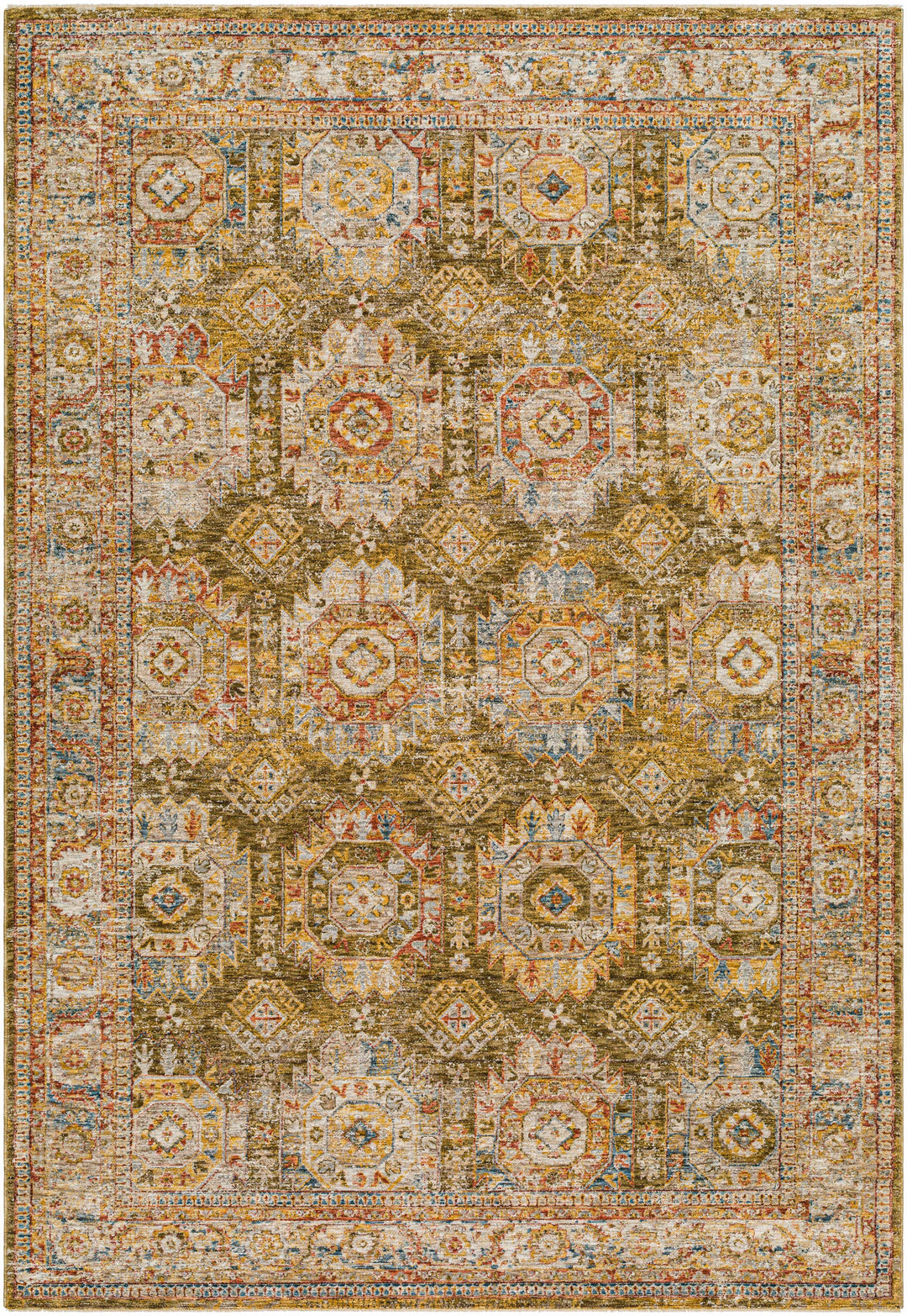 Crescentia Traditional Style Green And Rust Area Rug