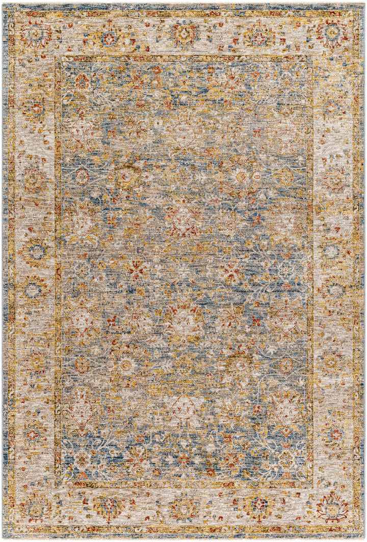 Duong Traditional Style Beige & Blue Area Rug