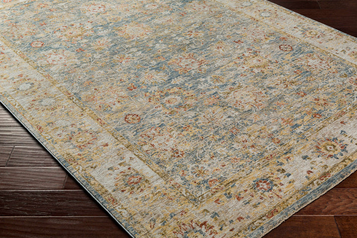 Duong Traditional Style Beige & Blue Area Rug