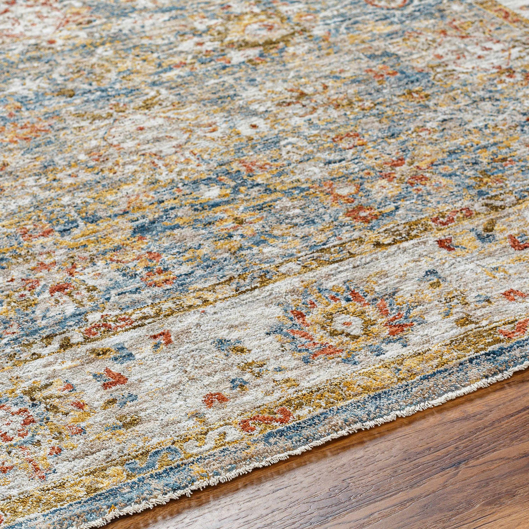 Duong Traditional Style Beige & Blue Area Rug