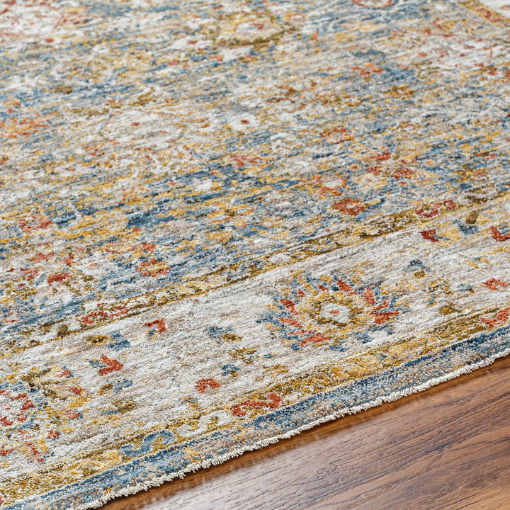 Duong Traditional Style Beige & Blue Area Rug