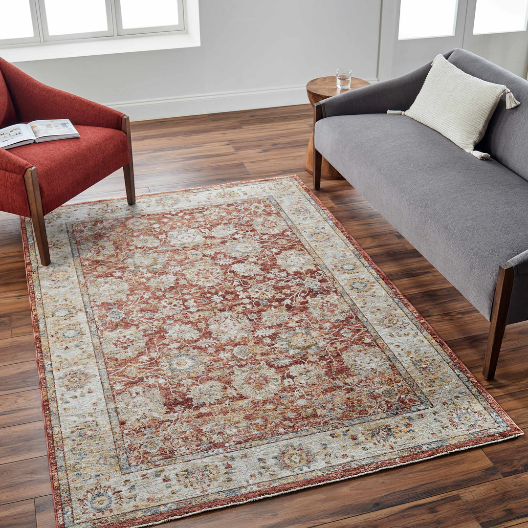 Duong Traditional Style Beige And Rust Area Rug