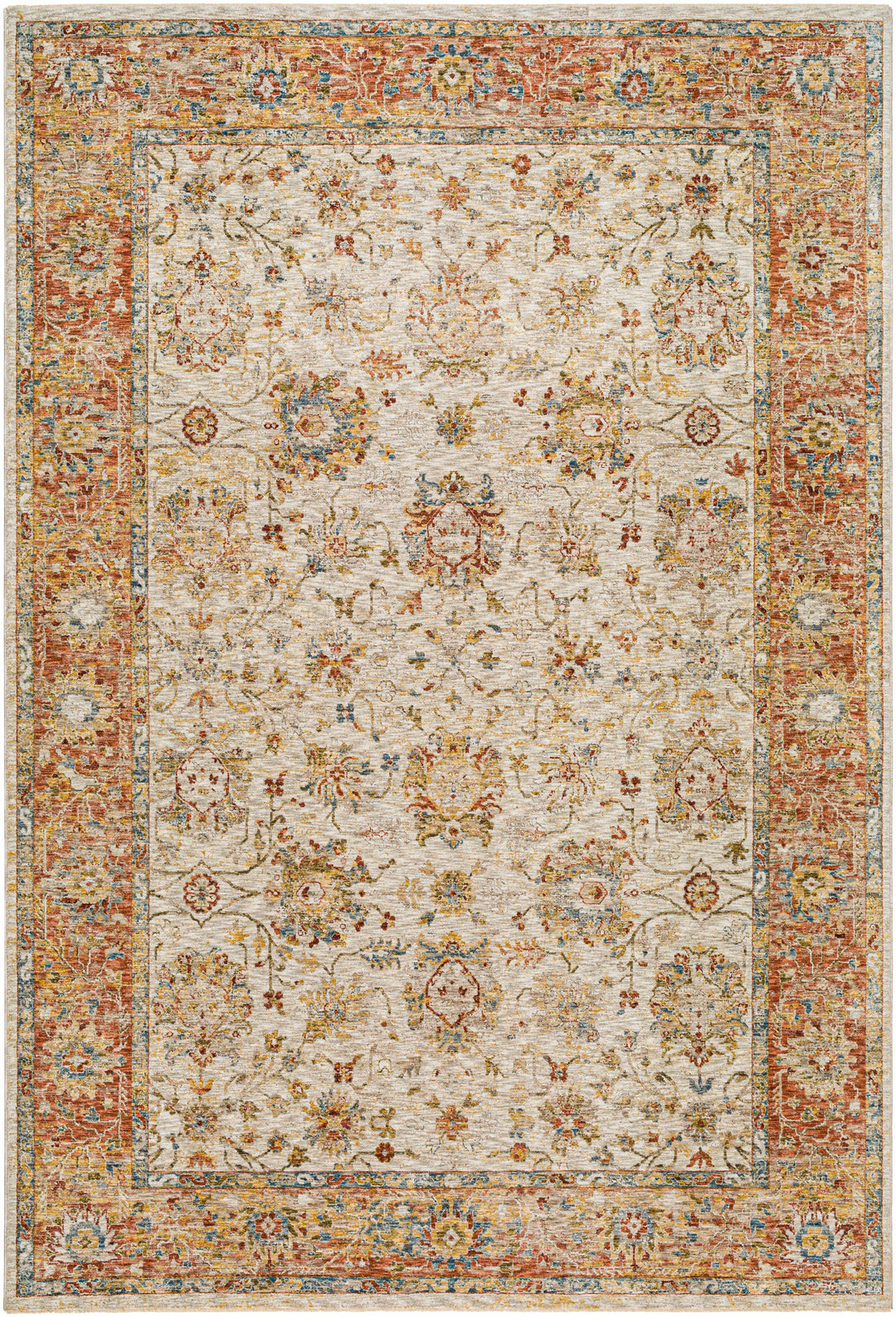 Duong Traditional Style Beige & Rust Rug