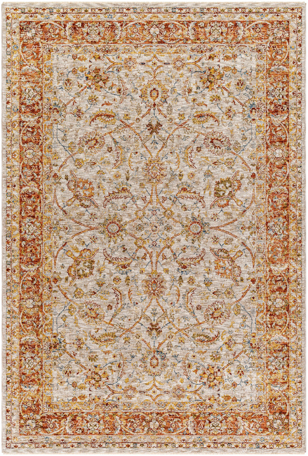 Dyan Traditional Style Rust And Beige Rug with Fringes
