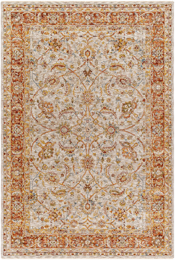 Dyan Traditional Style Rust And Beige Rug with Fringes