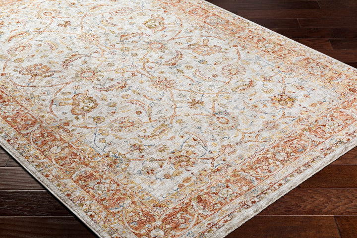 Dyan Traditional Style Rust And Beige Rug with Fringes