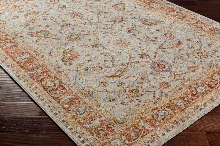 Dyan Traditional Style Rust And Beige Rug with Fringes