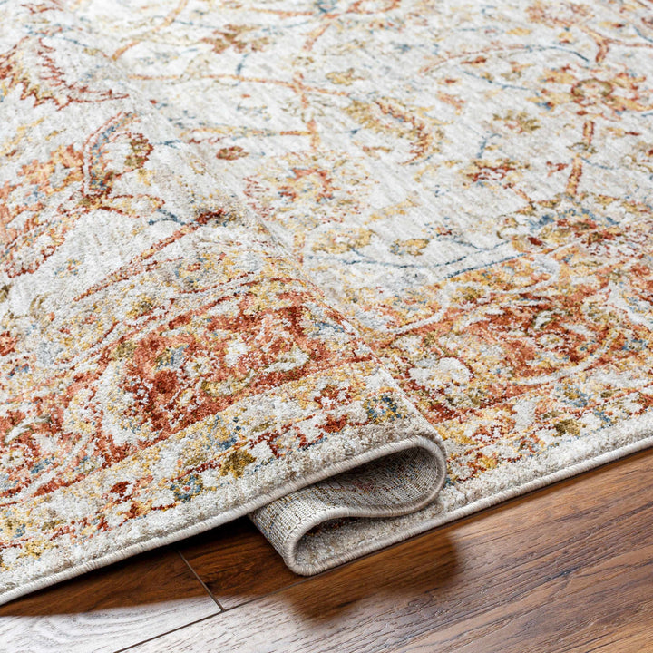 Dyan Traditional Style Rust And Beige Rug with Fringes