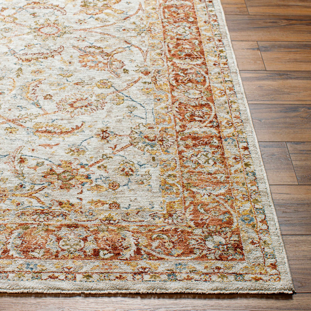 Dyan Traditional Style Rust And Beige Rug with Fringes