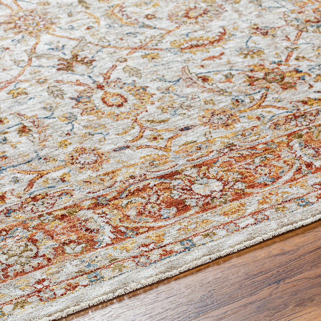 Dyan Traditional Style Rust And Beige Rug with Fringes