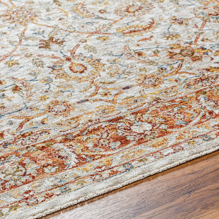 Dyan Traditional Style Rust And Beige Rug with Fringes