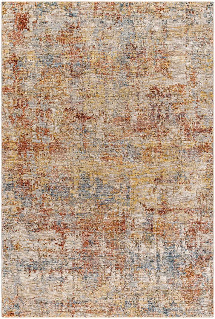 Garo Modern Abstract Design Beige And Rust Rug with Fringes