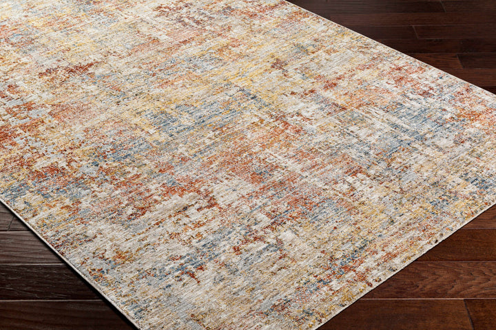 Garo Modern Abstract Design Beige And Rust Rug with Fringes
