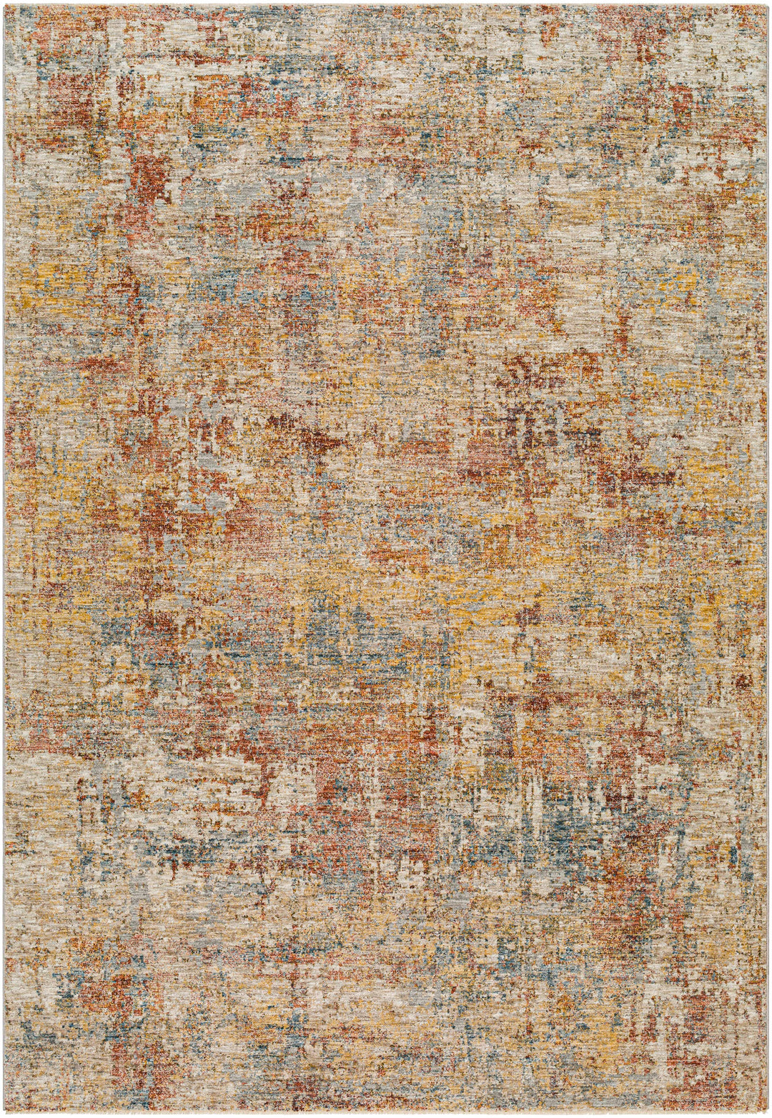 Garo Modern Abstract Design Beige And Rust Rug with Fringes