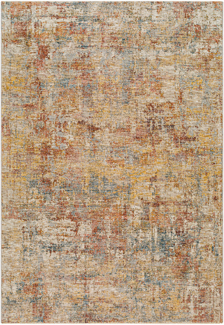 Garo Modern Abstract Design Beige And Rust Rug with Fringes