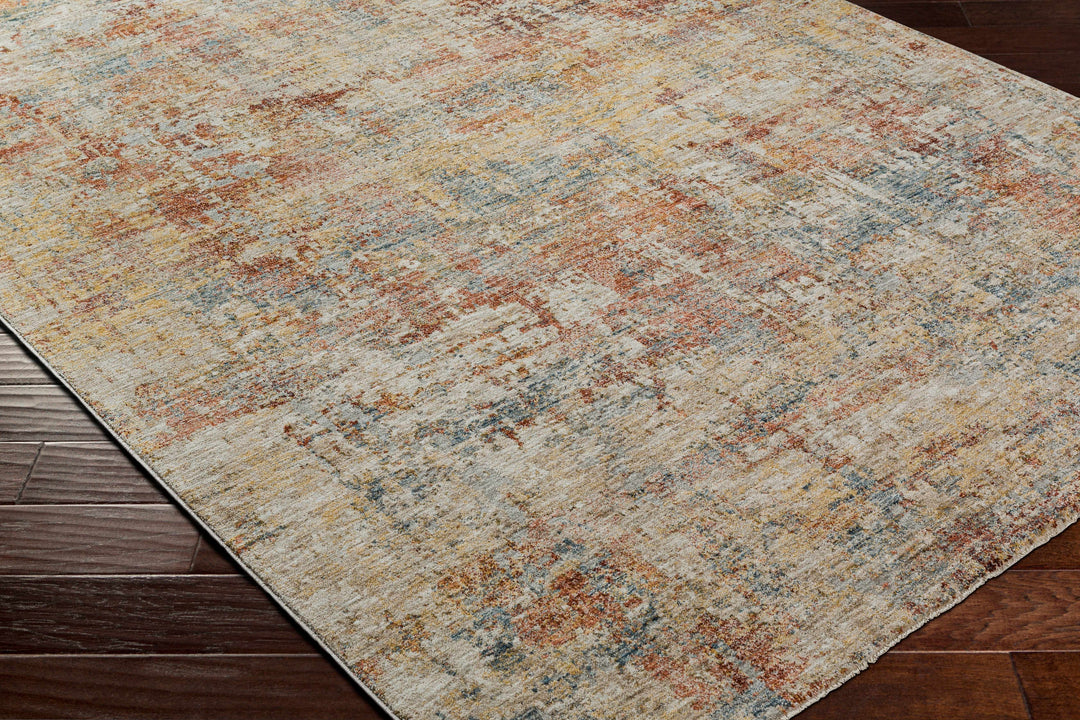 Garo Modern Abstract Design Beige And Rust Rug with Fringes