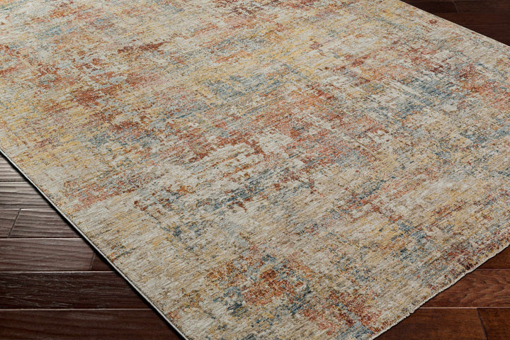 Garo Modern Abstract Design Beige And Rust Rug with Fringes