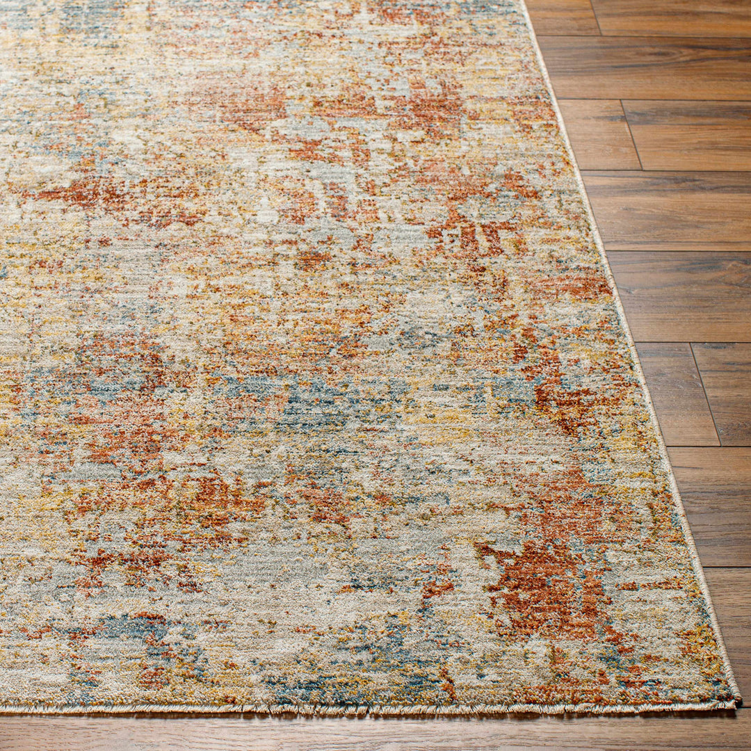 Garo Modern Abstract Design Beige And Rust Rug with Fringes