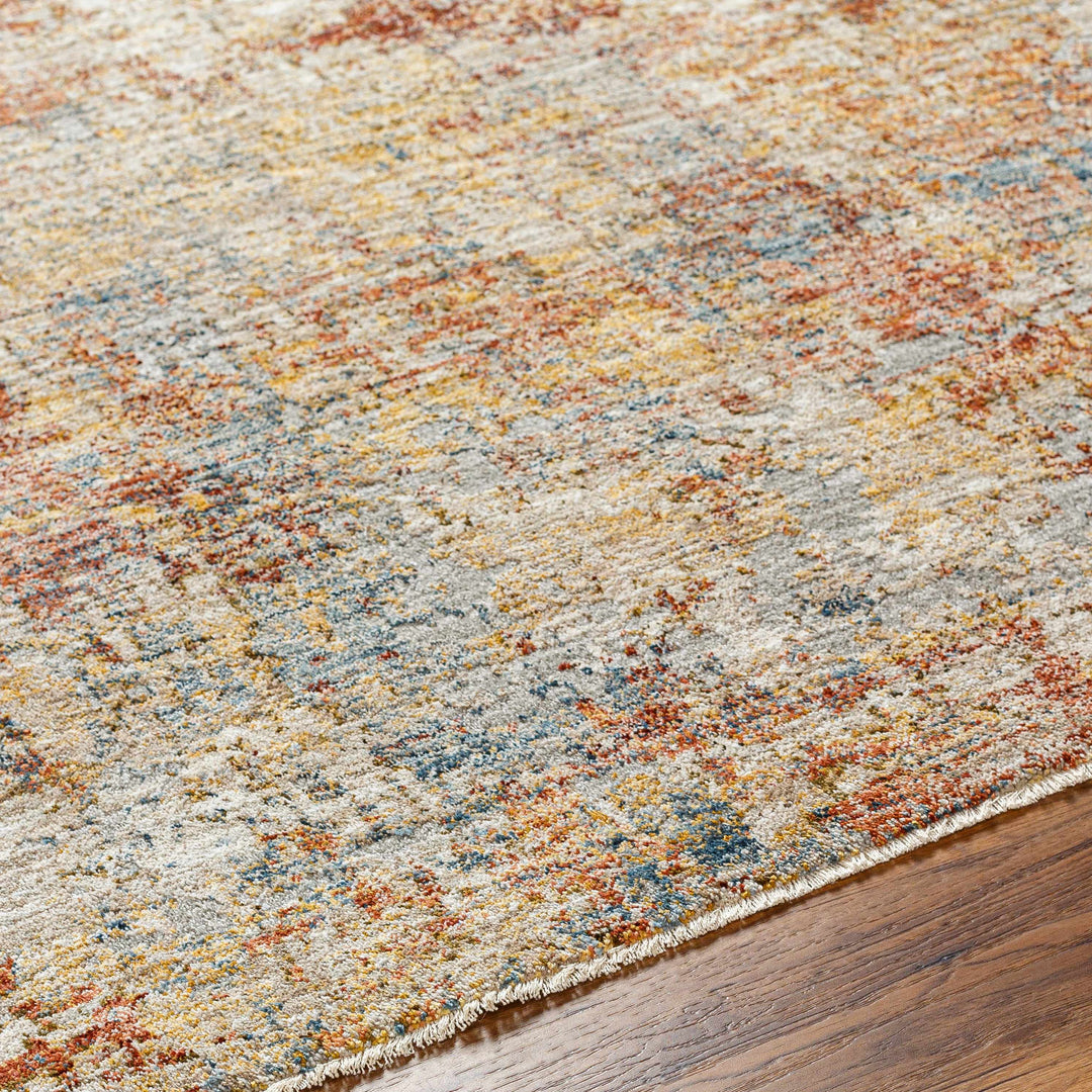Garo Modern Abstract Design Beige And Rust Rug with Fringes