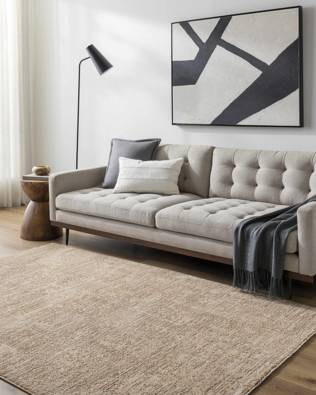 Kahua Tan Modern Solid Design Area Rug