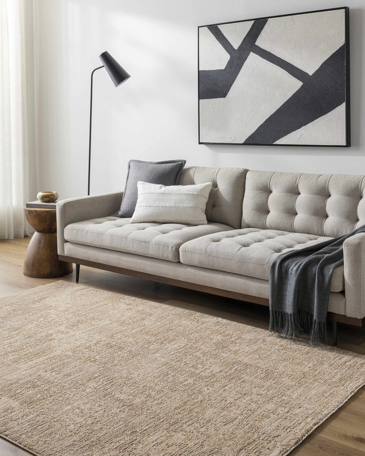 Kahua Tan Modern Solid Design Area Rug