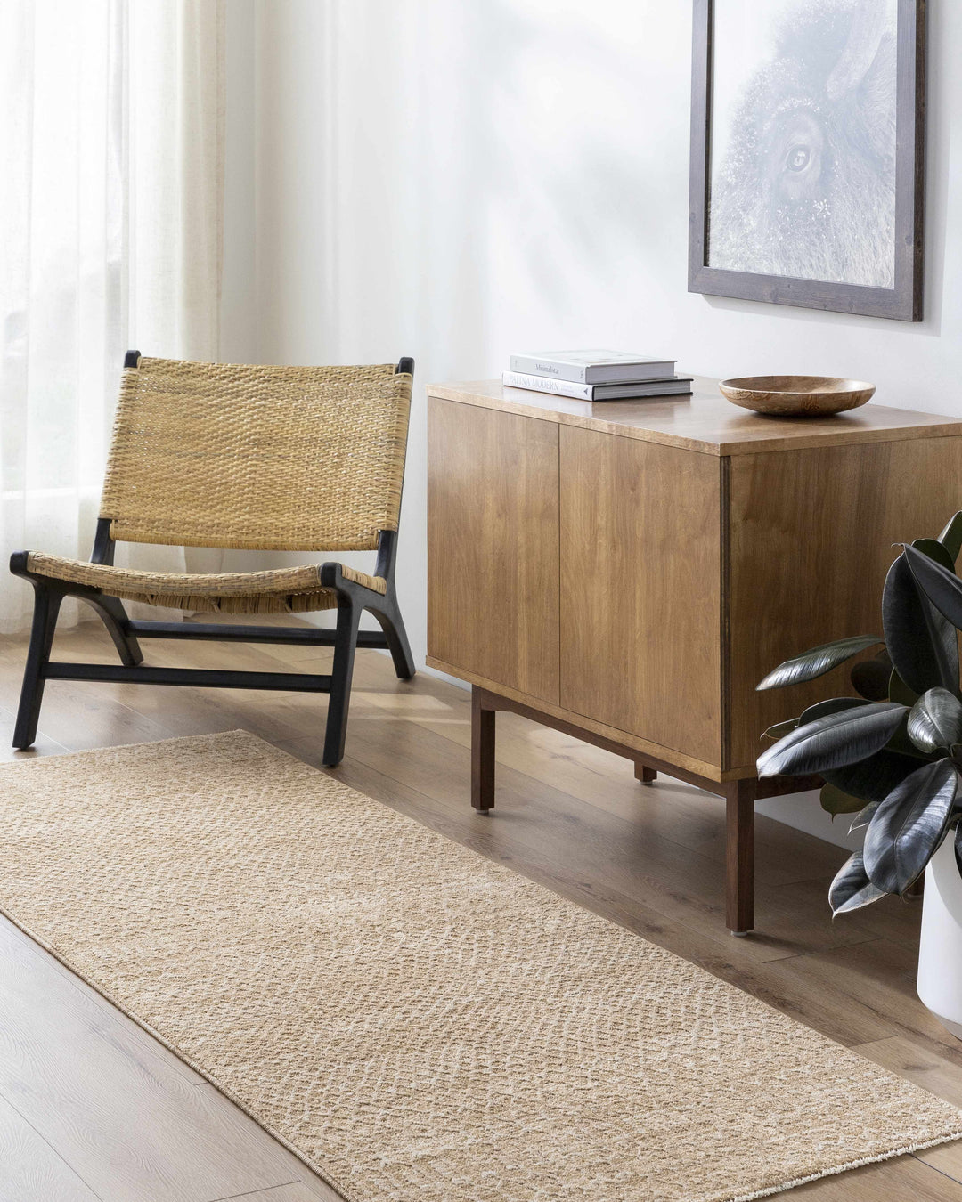 Kamin Contemporary Style Tan Area Rug