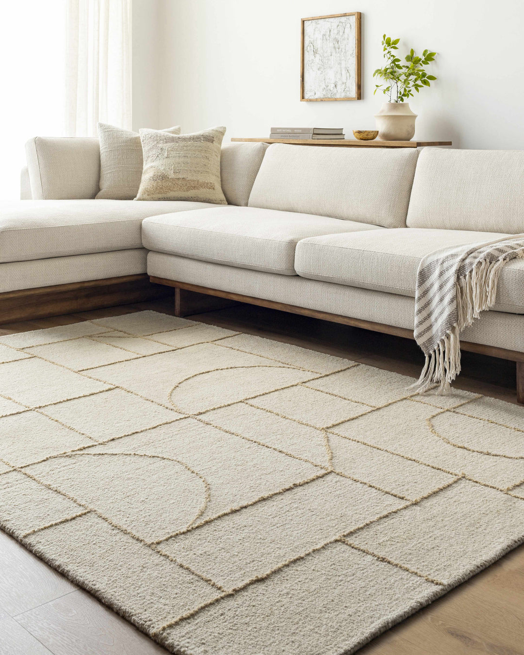 Sanaz Modern Geometrical Beige Area Rug