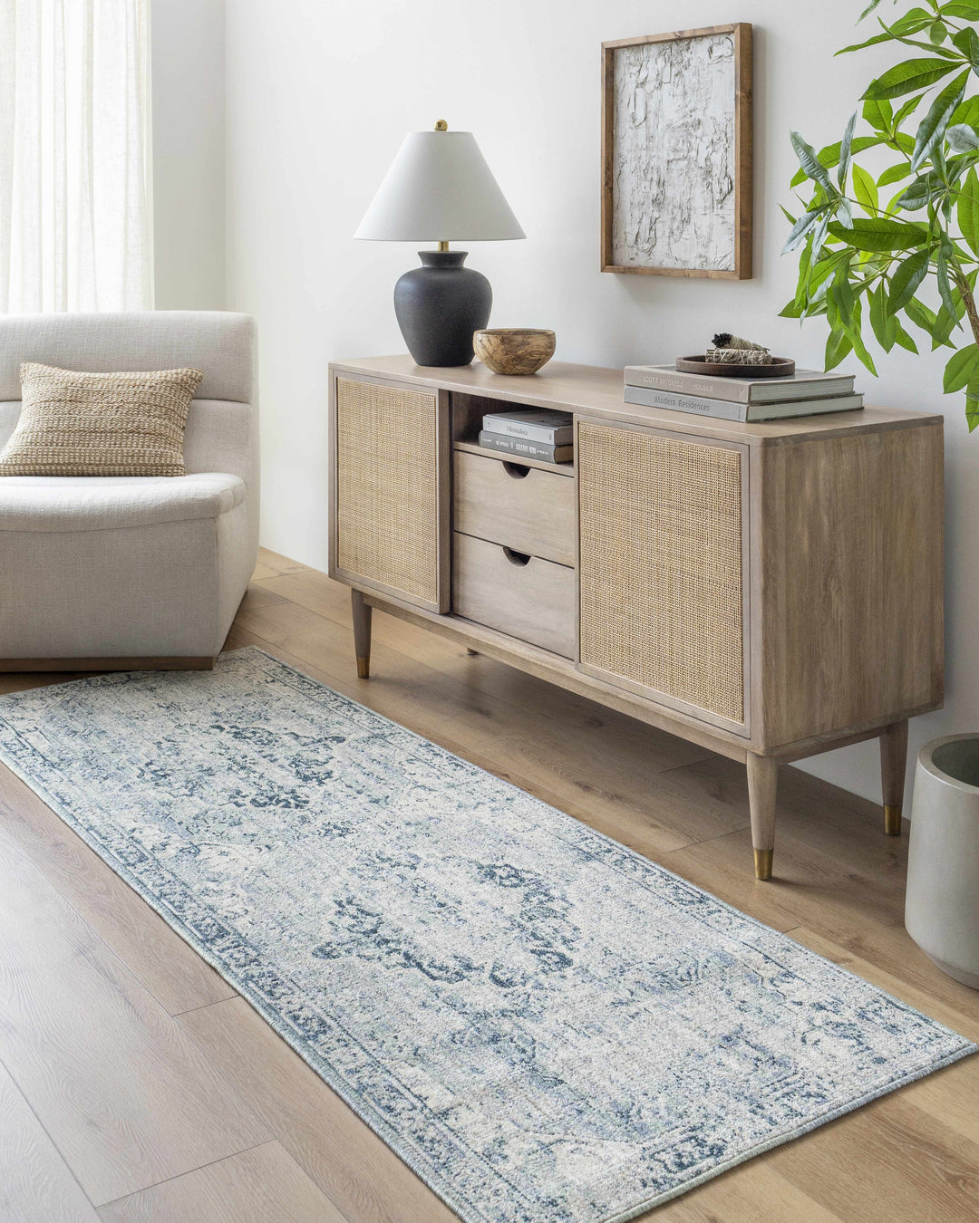 Jemma Traditional Medallion Design Blue And Gray Area Rug