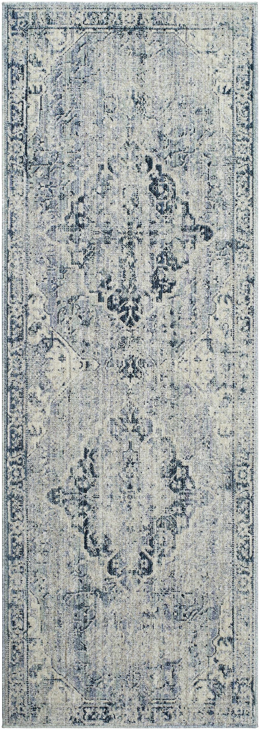 Jemma Traditional Medallion Design Blue And Gray Area Rug