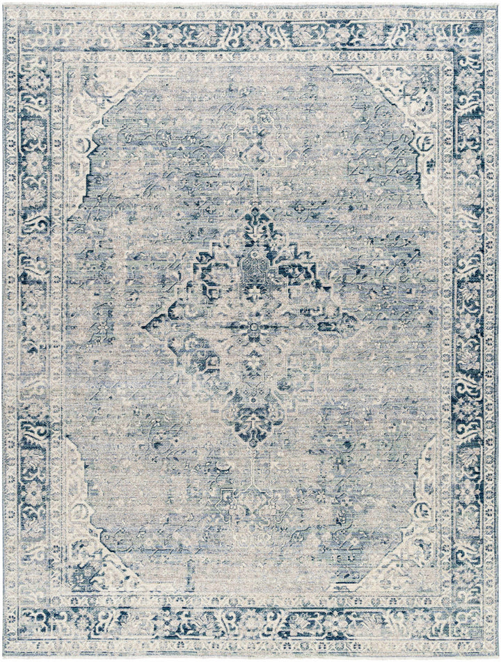 Jemma Traditional Medallion Design Blue And Gray Area Rug