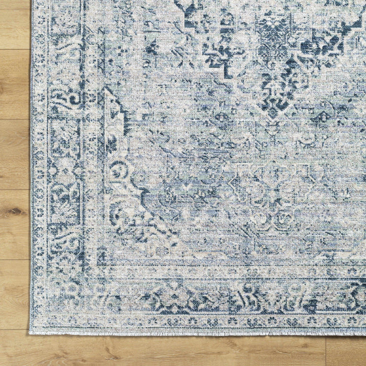 Jemma Traditional Medallion Design Blue And Gray Area Rug