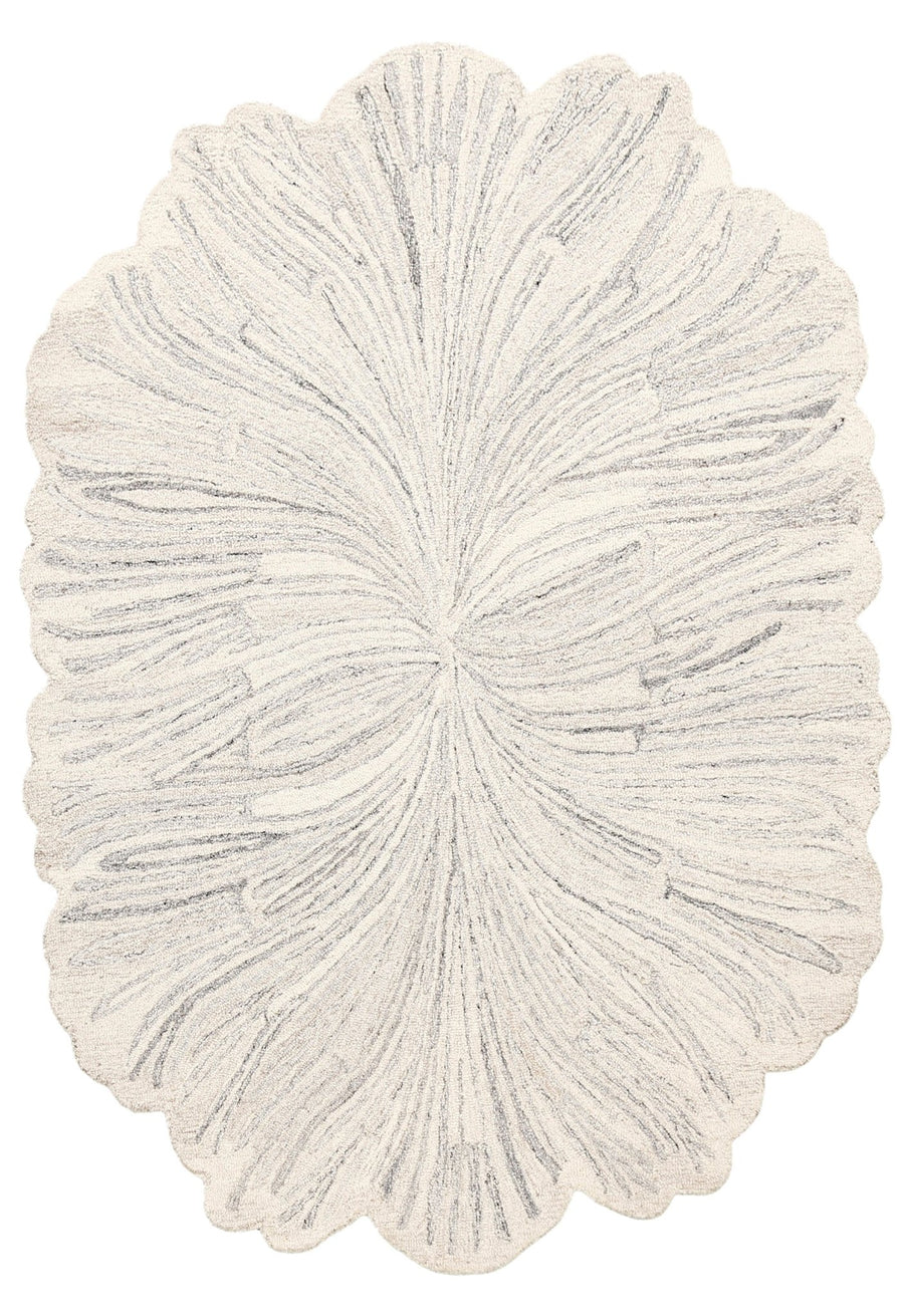 Snow Bloom Beige Hand Tufted 5x7 Wool Area Rug - The Rug Decor