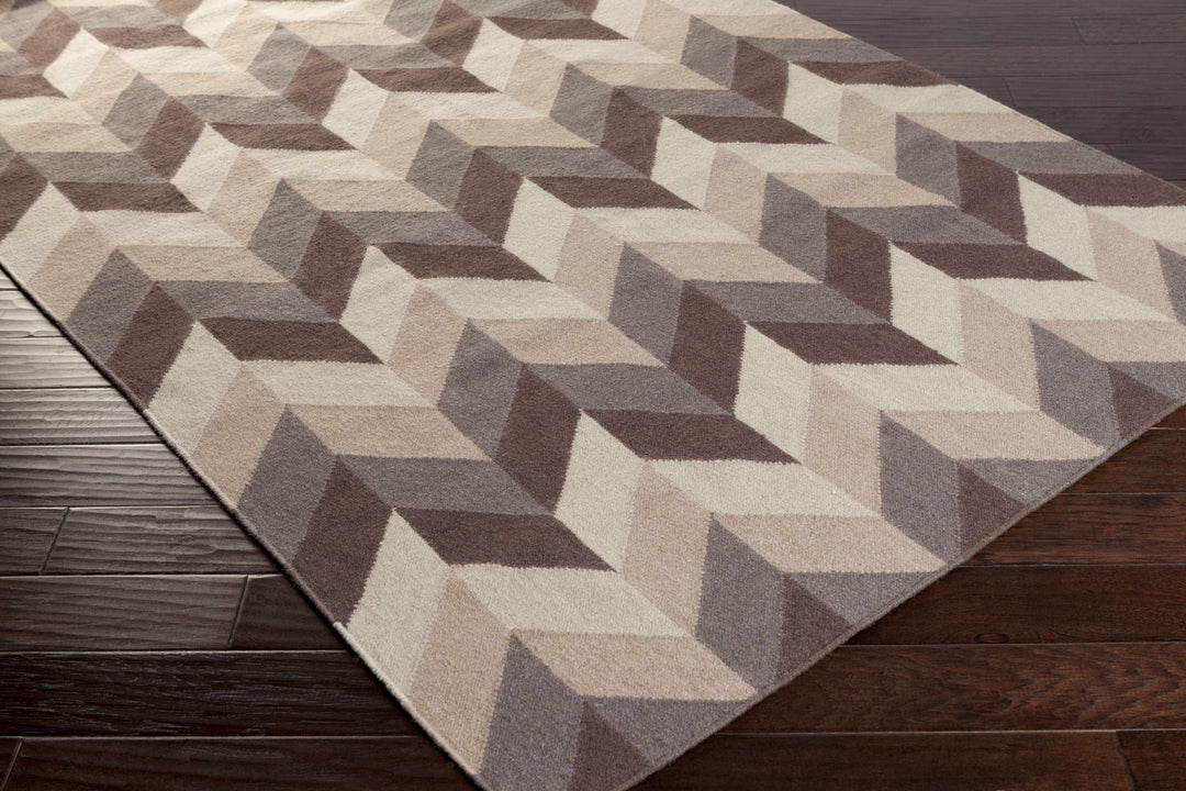 Snowville Contemporary Style Beige And Brown Hand Woven Area Rug