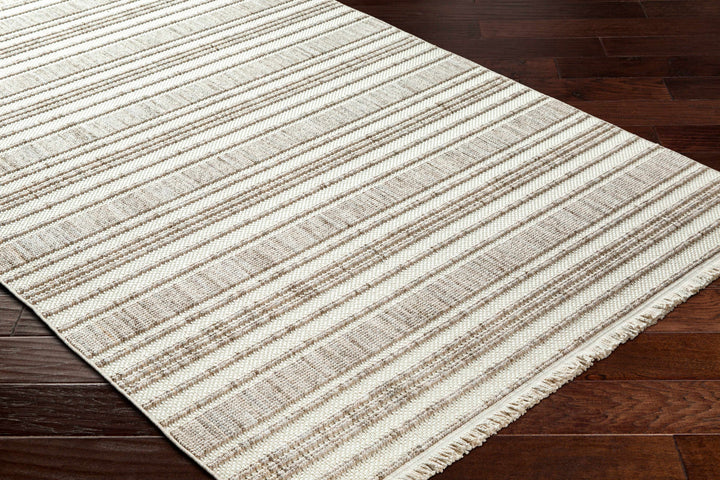 Avari Beige Modern Stripe Pattern Area Rug