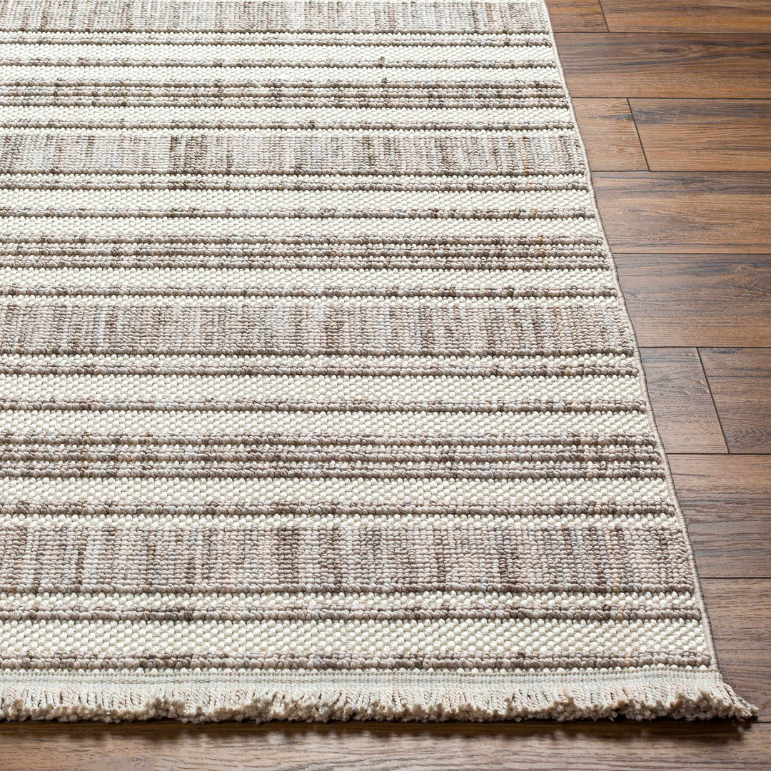 Avari Beige Modern Stripe Pattern Area Rug