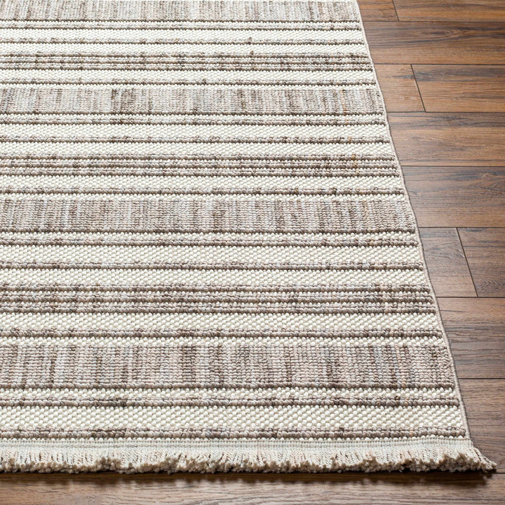 Avari Beige Modern Stripe Pattern Area Rug