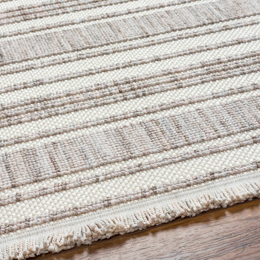 Avari Beige Modern Stripe Pattern Area Rug