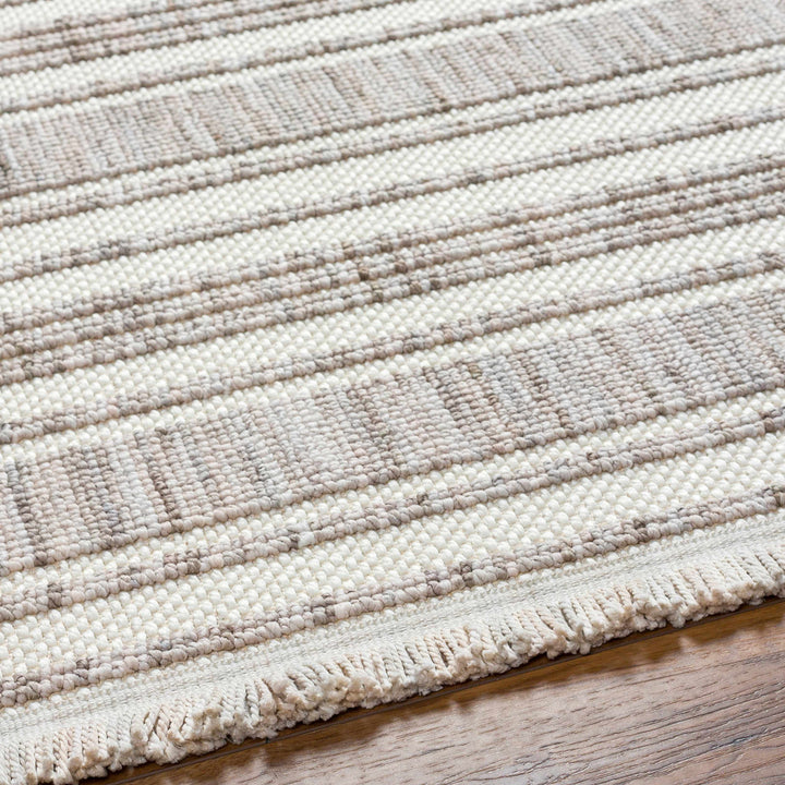 Avari Beige Modern Stripe Pattern Area Rug