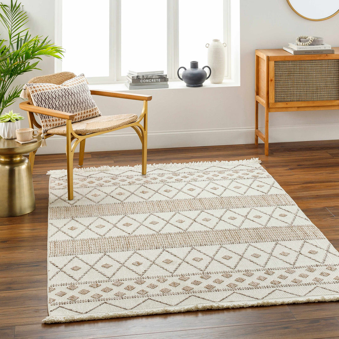 Finch Modern Geometric Design Beige Area Rug