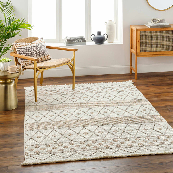 Finch Modern Geometric Design Beige Area Rug