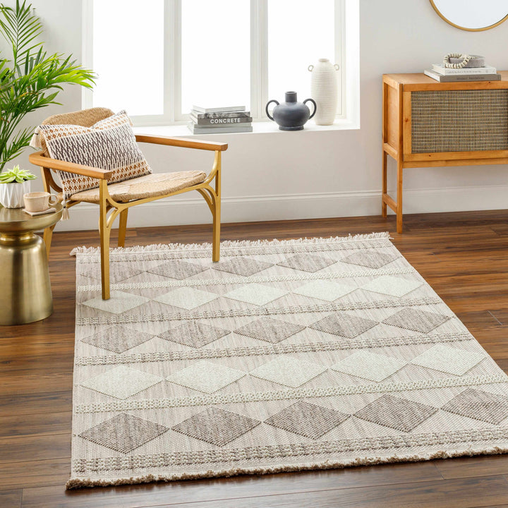 Igone Bohemian Style Beige And Gray Area Rug