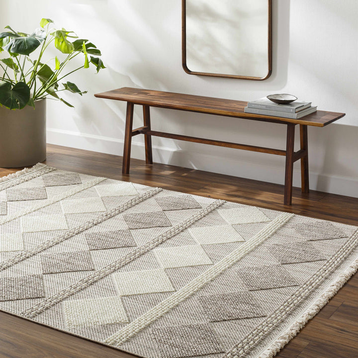 Igone Bohemian Style Beige And Gray Area Rug