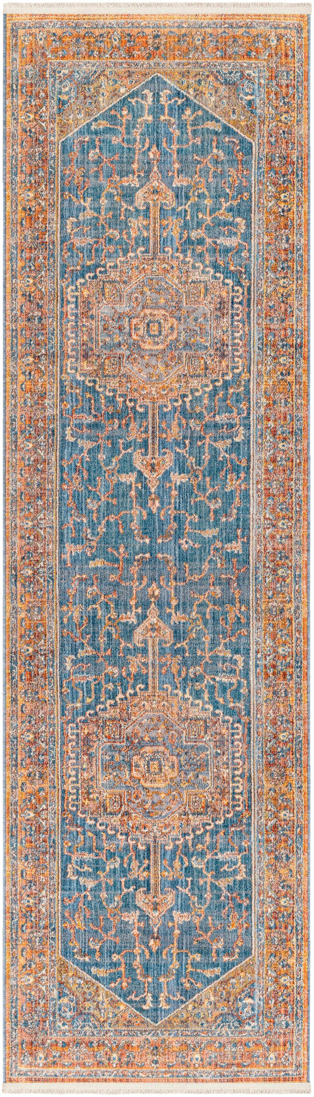 Solana Traditional Style Blue And Rust Area Rug
