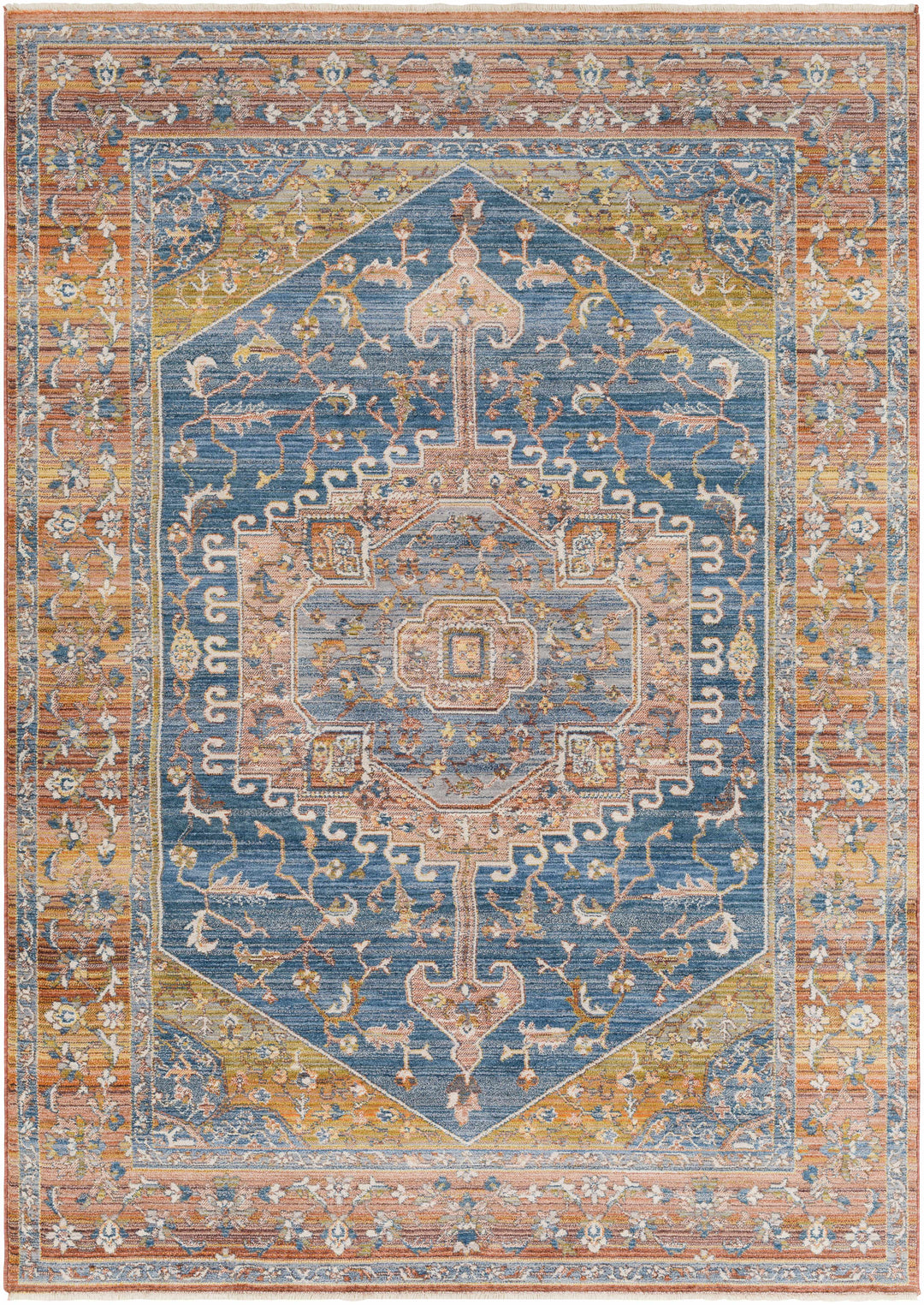 Solana Traditional Style Blue And Rust Area Rug